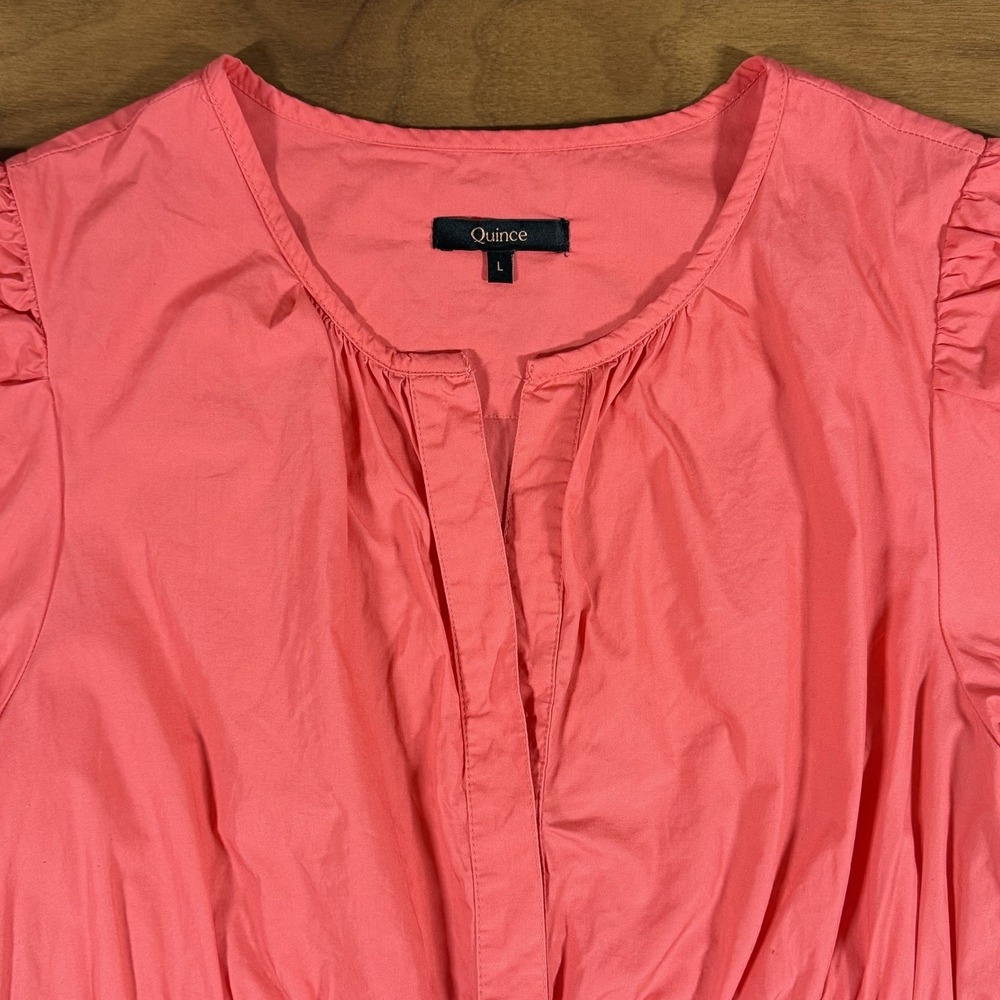 Quince Women's Size Large Coral 100% Organic Cotton Poplin Tiered Maxi Dress - Picture 4 of 12